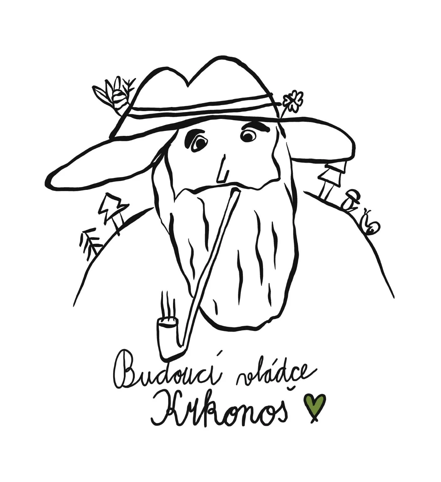 Černobílá kresba Krakonoše pro cedulky